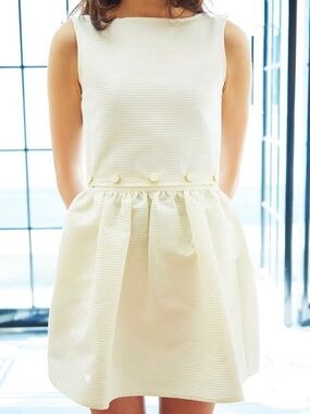 MAISON KITSUNE Cream Sleeveless Mini Dress with Gold Buttons